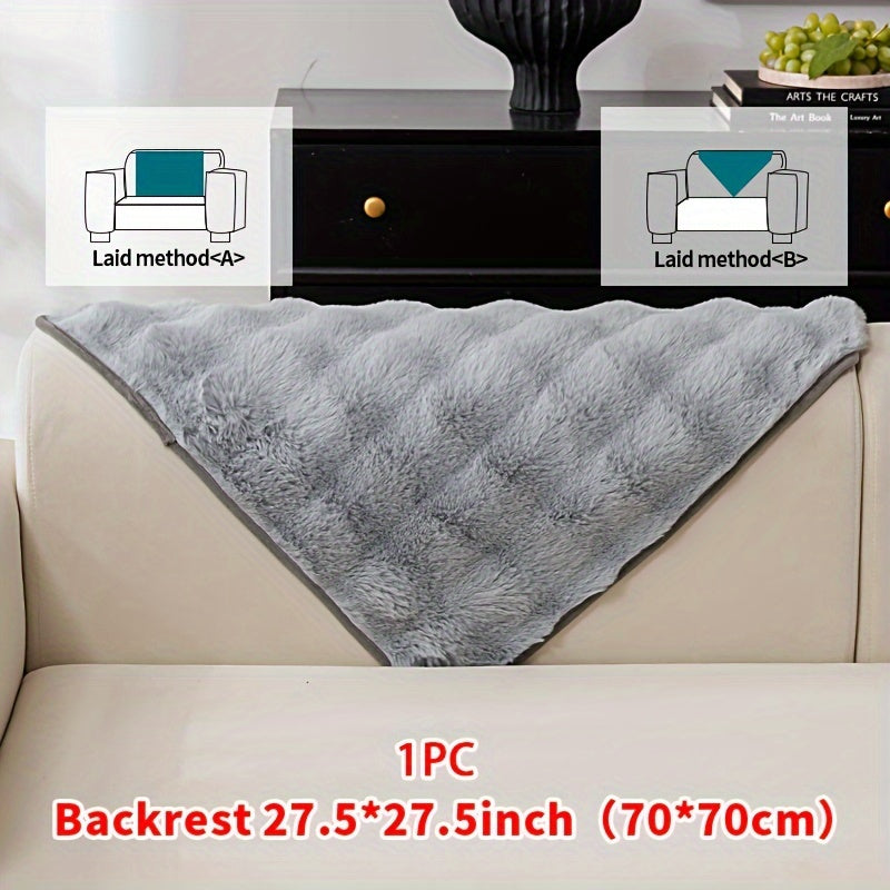 Faux Rabbit Plush Sofa Cover Winter Warm Thickened Anti-Slip Pet Friendly Cushion Protector for Living Room Bedroom Office 1 2 3 4 Seater