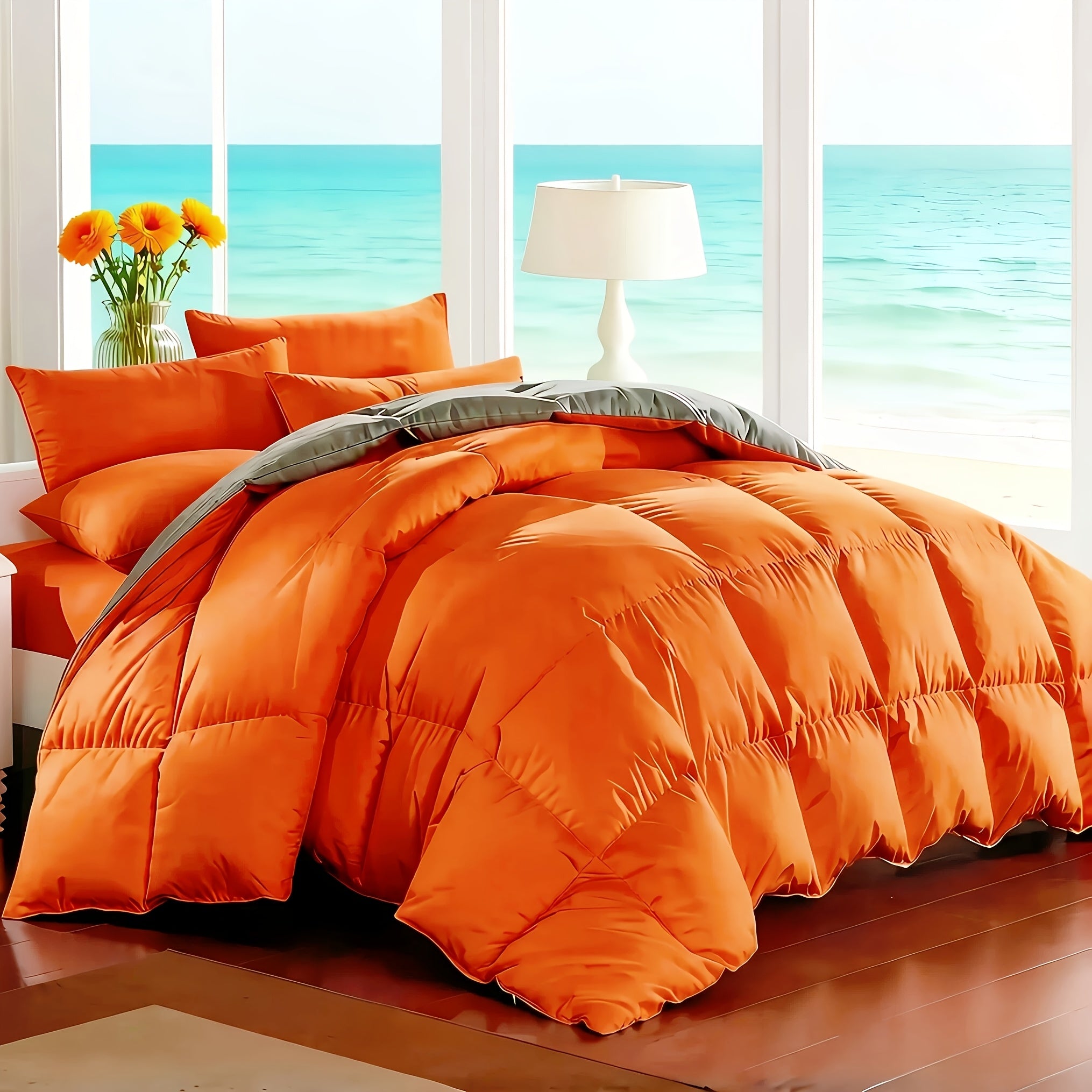 Comforter Set 7-Piece Bed in a Bag Queen King Full Soft Microfiber Down Alternative Comforter Fitted Sheet Flat Sheet Pillow Shams Pillowcases All Season Bedding Set 34 Colors
