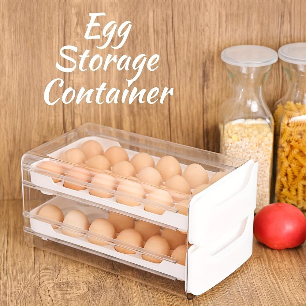 Egg Holder for Fridge 2-Tier Stackable Clear Plastic Egg Storage Container Organizer with Handles Holds 36 Eggs for Kitchen Refrigerator Home Pantry