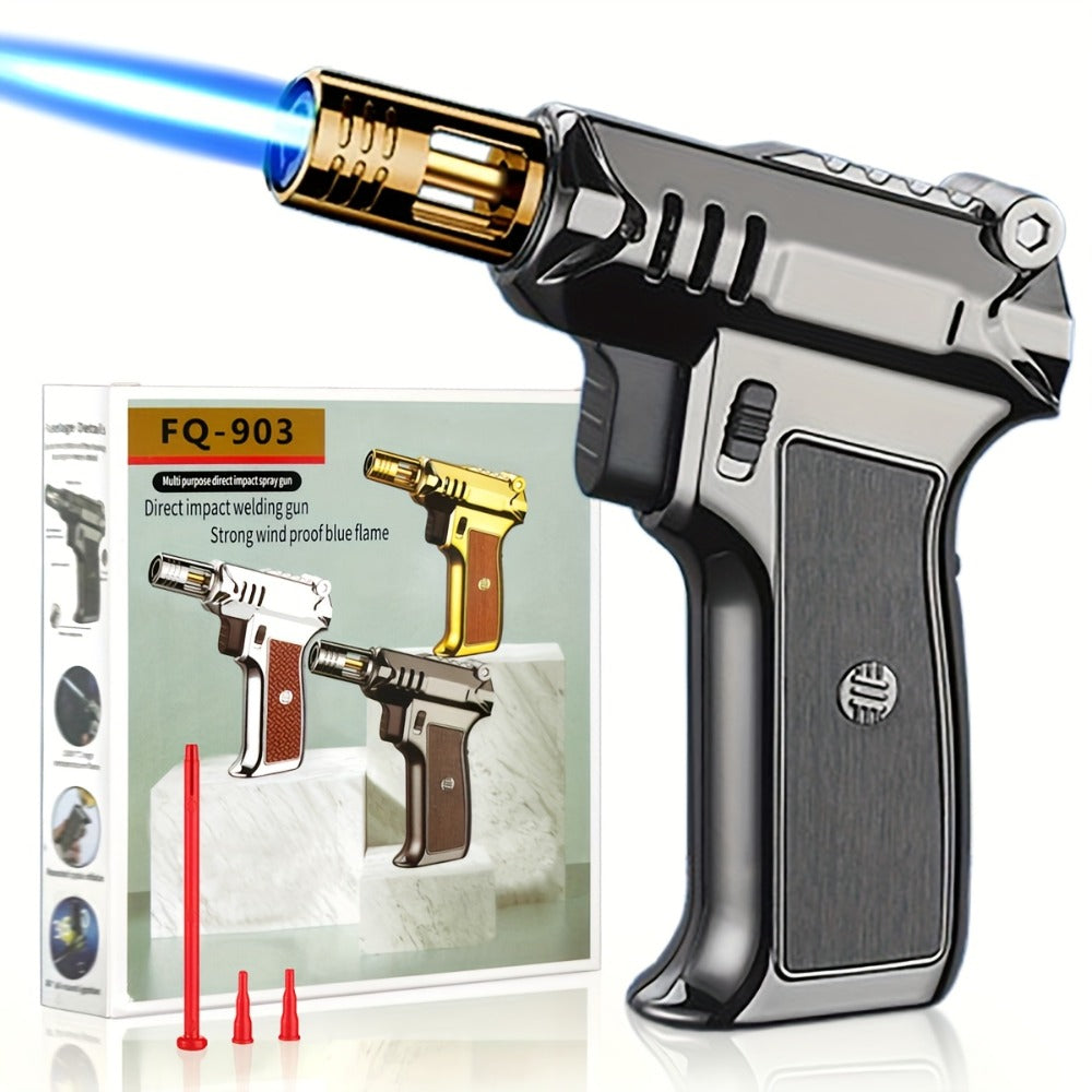 Kitchen Butane Torch Lighter with 6-Inch Flame ¨C Refillable Windproof Blow Torch with Safety Lock, Flame Lock & Tank Adapters, Adjustable Jet Flame for Cooking, Creme Brulee & BBQ (Butane Not Included)