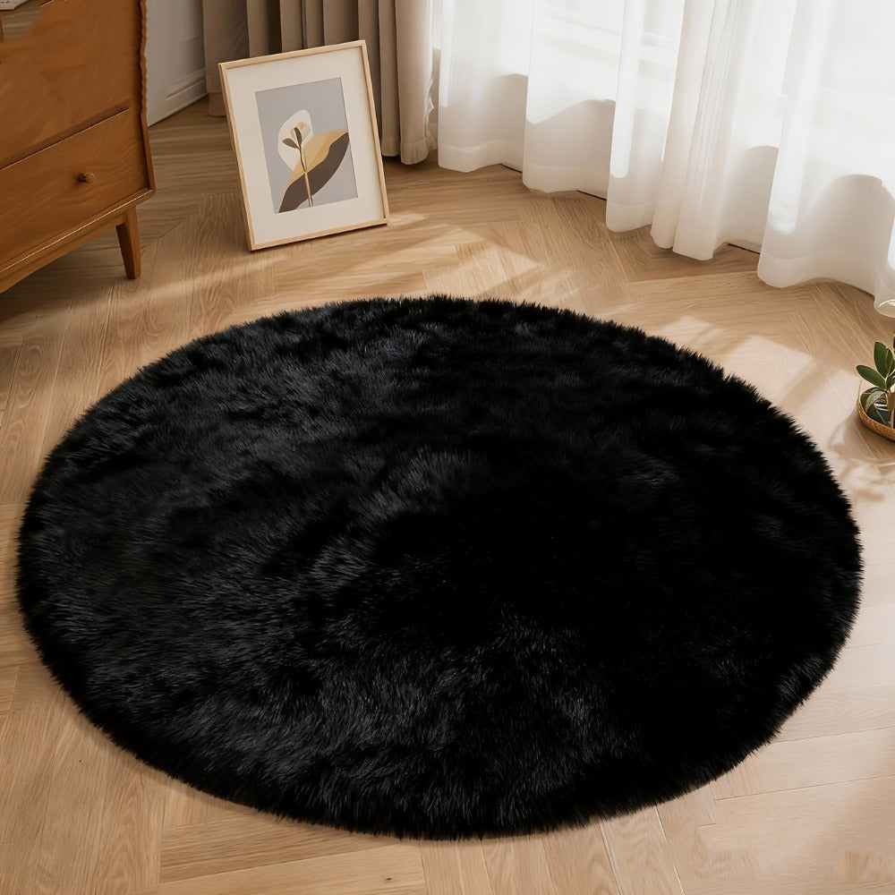 Round Area Rug Soft Shaggy Plush Circle Rug Non-Slip Indoor Floor Mat for Living Room Bedroom Dorm Tie Dye Rainbow Multi-Color Multi-Size