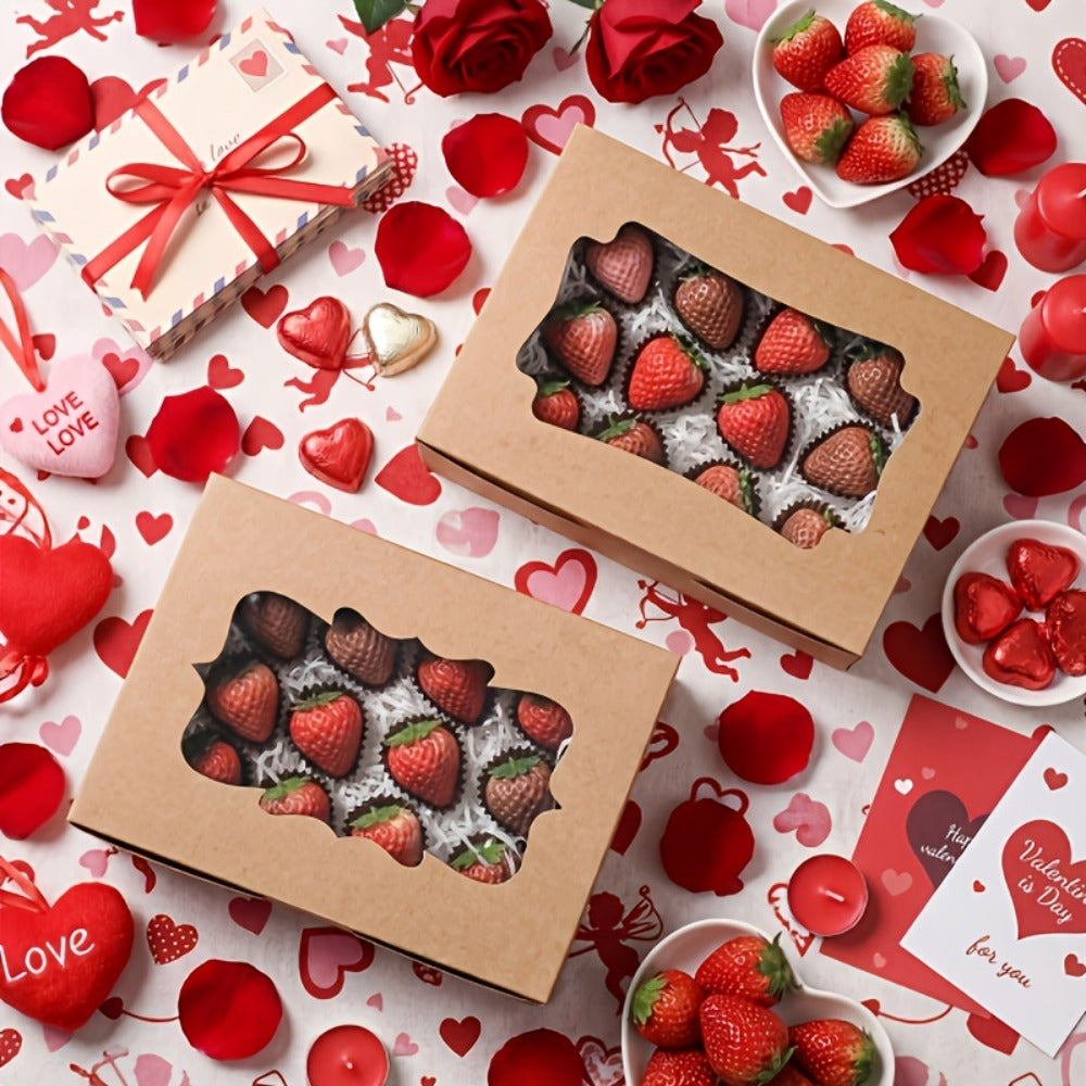 Cookie Boxes with Window 48 Pack ¨C 8x6x2.5¡± Kraft Bakery Treat Boxes for Cookies, Macarons, Pastries & Cake, Brown & White Cardboard Gift Boxes for Birthday, Wedding & Holiday Packaging