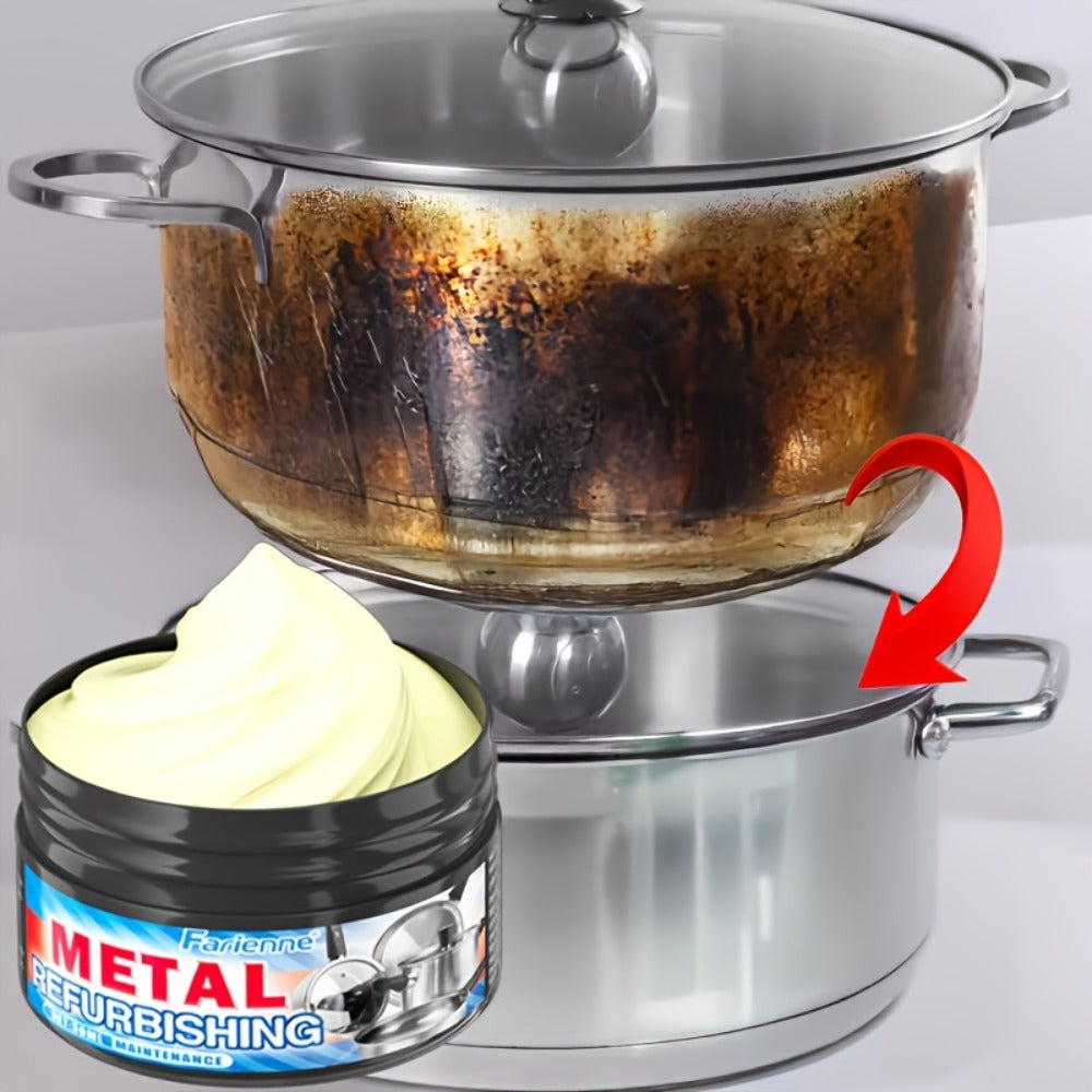 Heavy Duty Oven and Cookware Cleaning Paste with Frosted Sponge 1.01oz - Quickly Removes Stubborn Scorch Marks Grease & Oil from Pots Pans Stoves Ovens & Metal Surfaces, Metal Polishing Paste Kitchen Cleaner