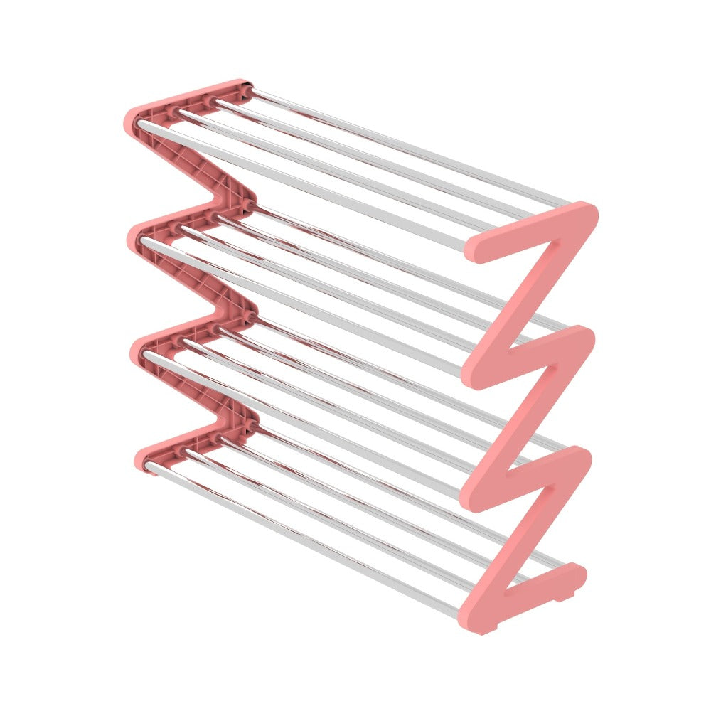 4-Tier Shoe Rack Upgraded Metal Tubes ¨C Multi-Layer Shoe Storage Organizer with Thickened Plastic Parts for Entryway, Doorway, Bedroom, Hallway & Dorm ¨C Graphite Black, Pink, Gray & Blue