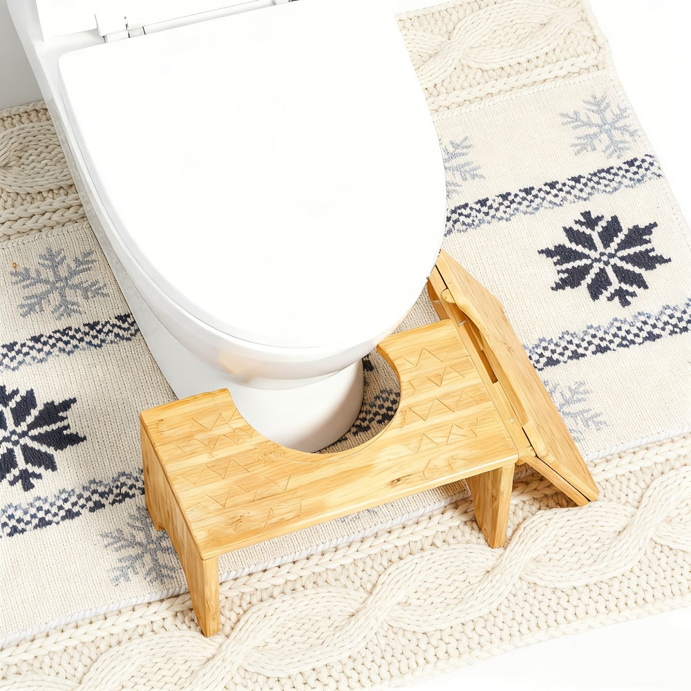 Toilet Stool Foldable Bamboo Squatting Stool ¨C Ergonomic 7-Inch Height for Natural Constipation Relief | Collapsible Non-Slip Bathroom Footstool for Space Saving, Travel & Easy Storage