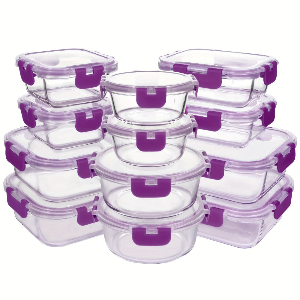 Glass Food Storage Containers with Airtight Lids - Borosilicate Glass Meal Prep Containers Set, Microwave Dishwasher Freezer Safe, BPA Free, Leak Proof Lunch Containers for Kitchen
