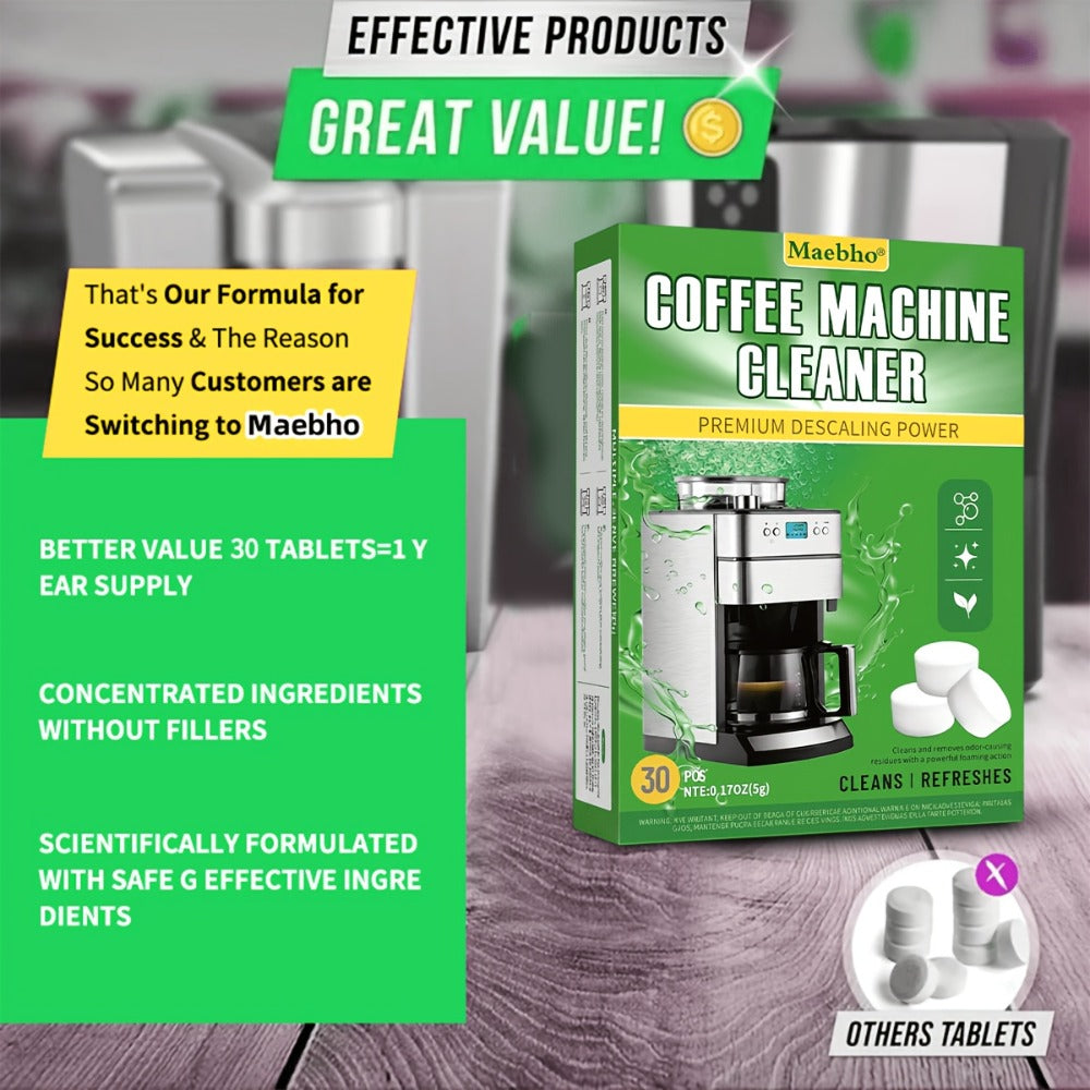 Cleaning Tablets ¨C Lemon Scented Toilet Cleaner Tablets for Stain & Urine Removal, Deodorizing Bowl Cleaner | Coffee Machine Cleaning Tablets for Deep Descaling & Stain Removal