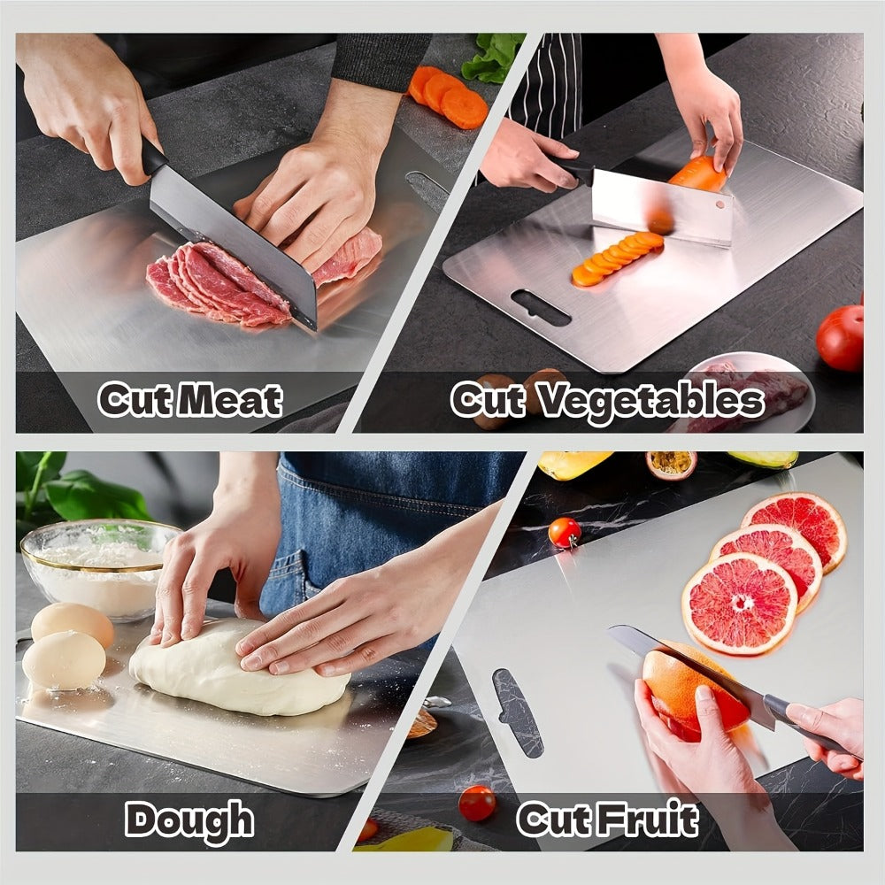 Stainless Steel Cutting Board Dual-Sided 9x13 Inch ¨C Non-Slip Kitchen Chopping Board for Meat Vegetables Fish, Compact Design for RV Small Kitchen Home Chef