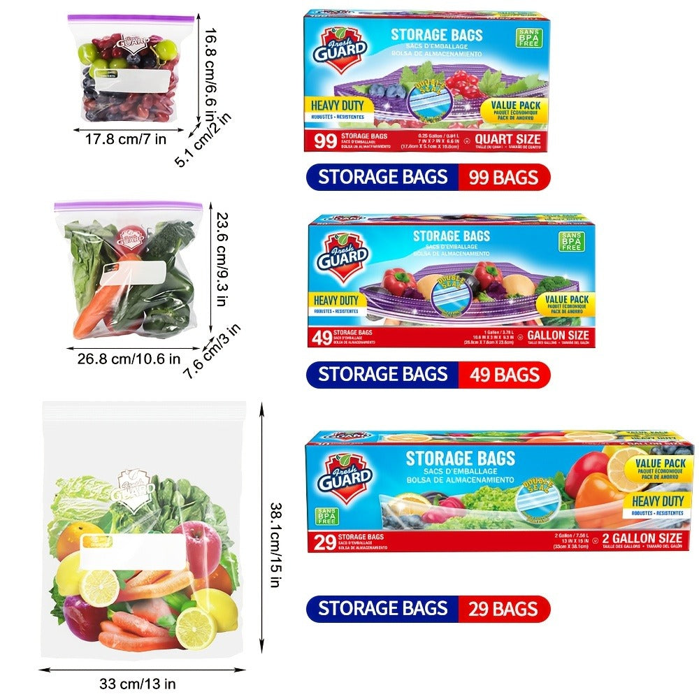 Freezer Storage Bags Resealable ¨C Sturdy Bulk Food Storage Bags with Easy-Open Tabs for Freezer & Refrigerator ¨C 0.25 Gallon, 1 Gallon & 2 Gallon for Fruits, Vegetables, Meats & Meal Prep