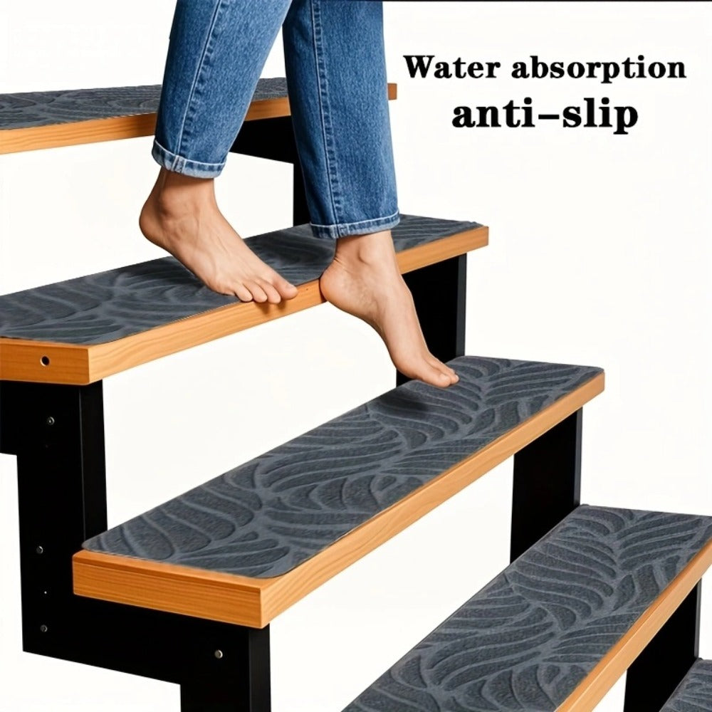 Non-Slip Stair Treads 15 Pack ¨C Self-Adhesive Indoor Stair Mats for Wooden Steps, Washable Polyester Carpet Runners, Protects Stairs & Prevents Slipping for Kids, Pets & Elderly