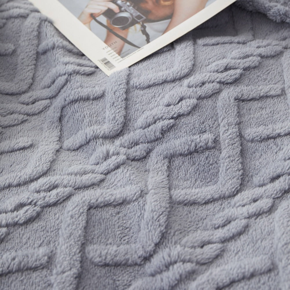 3D Plush Dense Weave Fleece Blanket ¨C Ultra-Soft Warm Throw for Bed, Couch, Travel & Outdoor, Air-Conditioning Friendly, 3 Colors, 2 Sizes