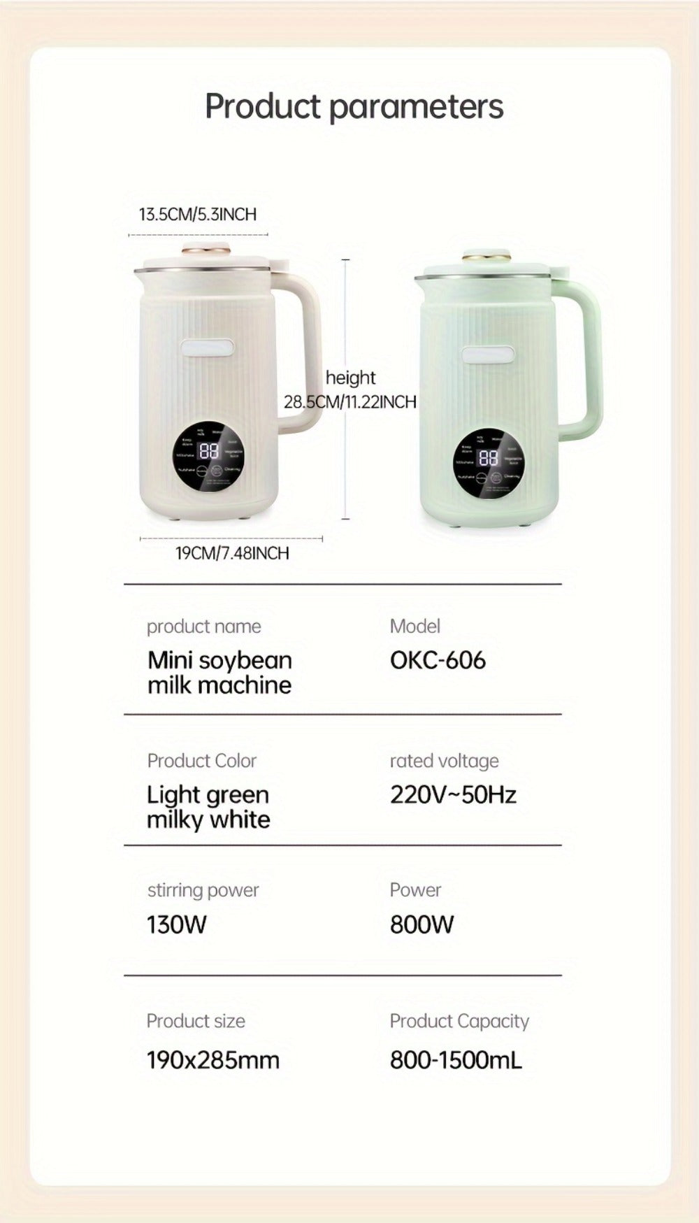 8-in-1 Nut Milk Maker 35oz 8-Blade - Almond Oat Soy Coconut Plant-Based Milk Machine with Delay Start Keep Warm Self-Cleaning Boil Water Function - Non-Dairy Beverage Blender Soy Milk Maker Beige