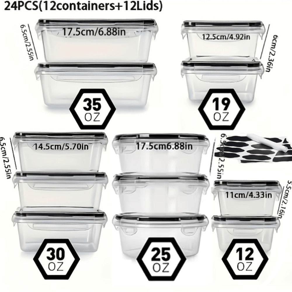 Stackable Food Storage Containers with Lids - Microwave and Freezer Safe Leak Proof Plastic Boxes for Fruits Vegetables and Leftovers, Heavy Duty Reusable Meal Prep Containers for Kitchen Pantry Organization, Available in 24, 48 and 50 Piece Sets