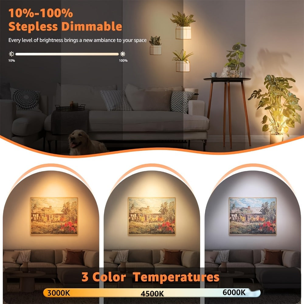 Rechargeable Indoor Spotlight LED ¨C 3-Color Dimmable with Remote & Timer, 350¡ã Adjustable, 2500mAh Battery, Magnetic Base Wall Accent Light for Pictures, Plants & Artwork (White / Black, 1 or 2 Pack)
