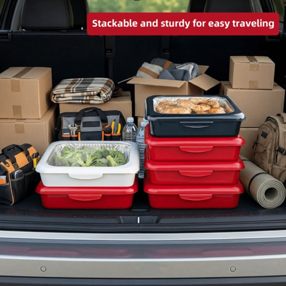 Aluminum Foil Insulated Food Tray Set 2-in-1 Reusable Stand with 2 Disposable Foil Trays for Potluck Picnic BBQ Party Outdoor Gatherings Thanksgiving Christmas - 1 Tray + 2 Foil Trays