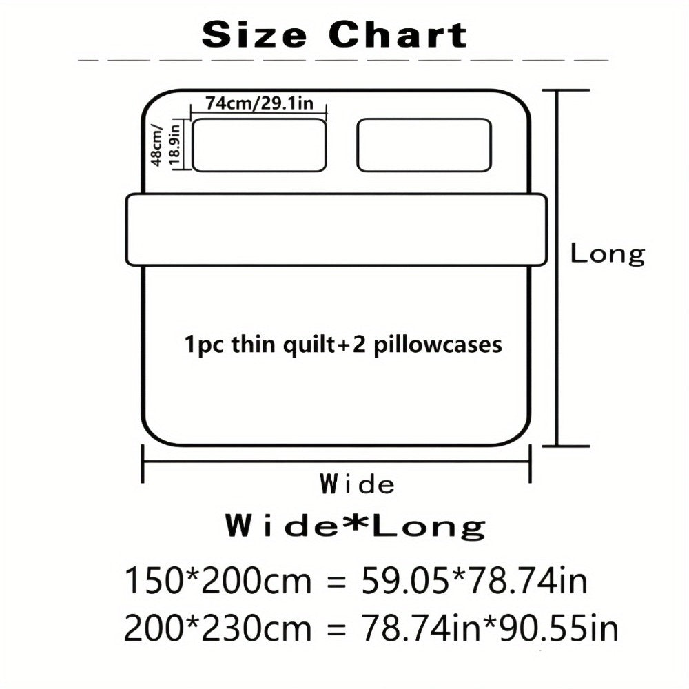 Summer Cooling Quilt Set 3-Piece, Skin-Friendly Thin Comforter with Embossed Print, Soft Breathable Four-Season Lightweight Quilt + 2 Pillowcases for Bedroom Hotel Sofa Single Double Full