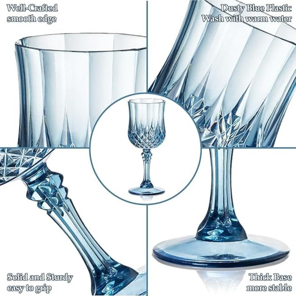 48pcs Shatterproof Plastic Wine & Champagne Glasses Set - 7oz Unbreakable Vintage Goblets Crystal Finish Reusable Cups for Parties Weddings Outdoor Events