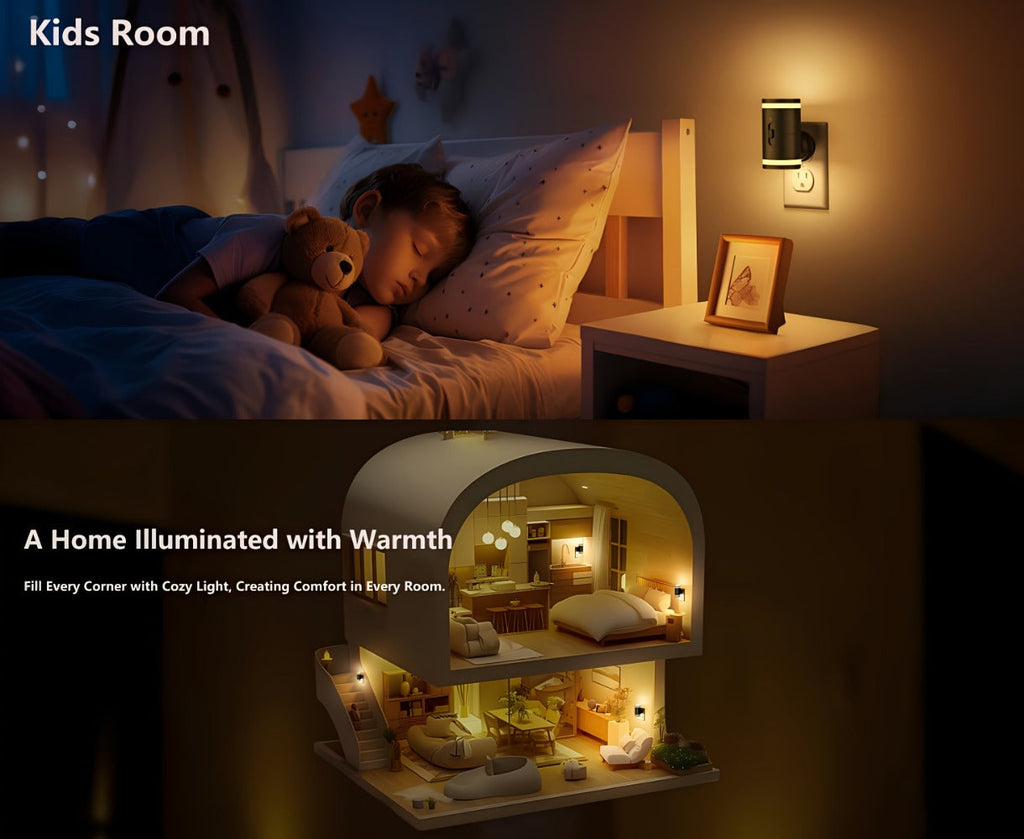 LED Night Light Plug In Dusk to Dawn Sensor ¨C 5-120LM Adjustable Brightness, 3 Color Temperatures, Modern Plug-In Night Lights for Hallway, Bedroom, Staircase, Bathroom & Toddler Room, 2 or 4 Pack