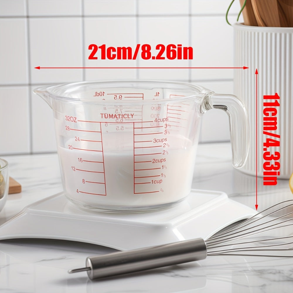 Glass Measuring Cups Set 1/3pcs Tempered Glass 11.83oz 16.91oz 33.81oz Transparent with Handle Dishwasher Microwave Freezer Oven Safe