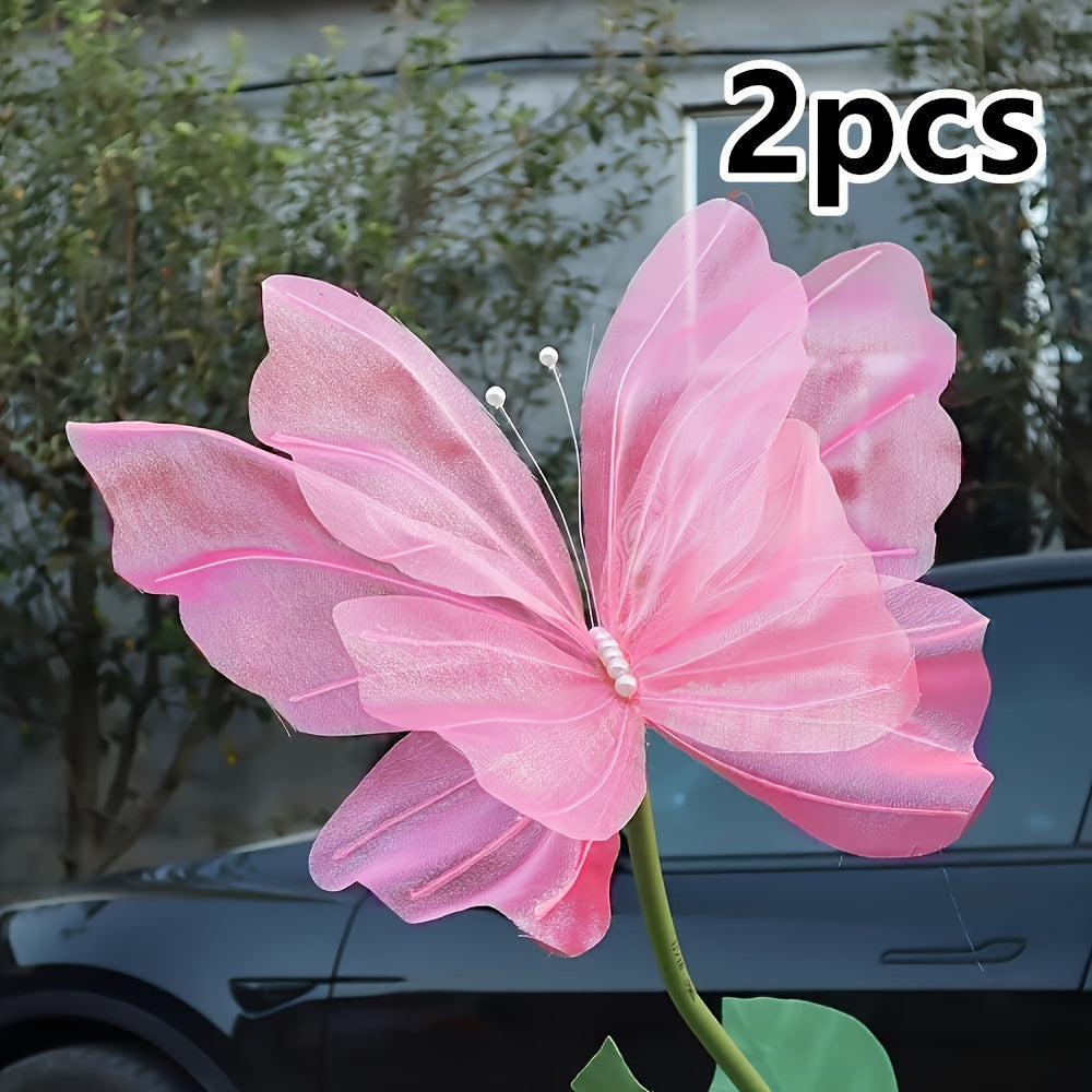 3D Artificial Butterfly Decorations 2pcs ¨C Realistic Featherless Fake Butterflies for Wedding, Home, Garden & Party Decor | No Electricity Required | All-Season Indoor Outdoor Holiday Accent