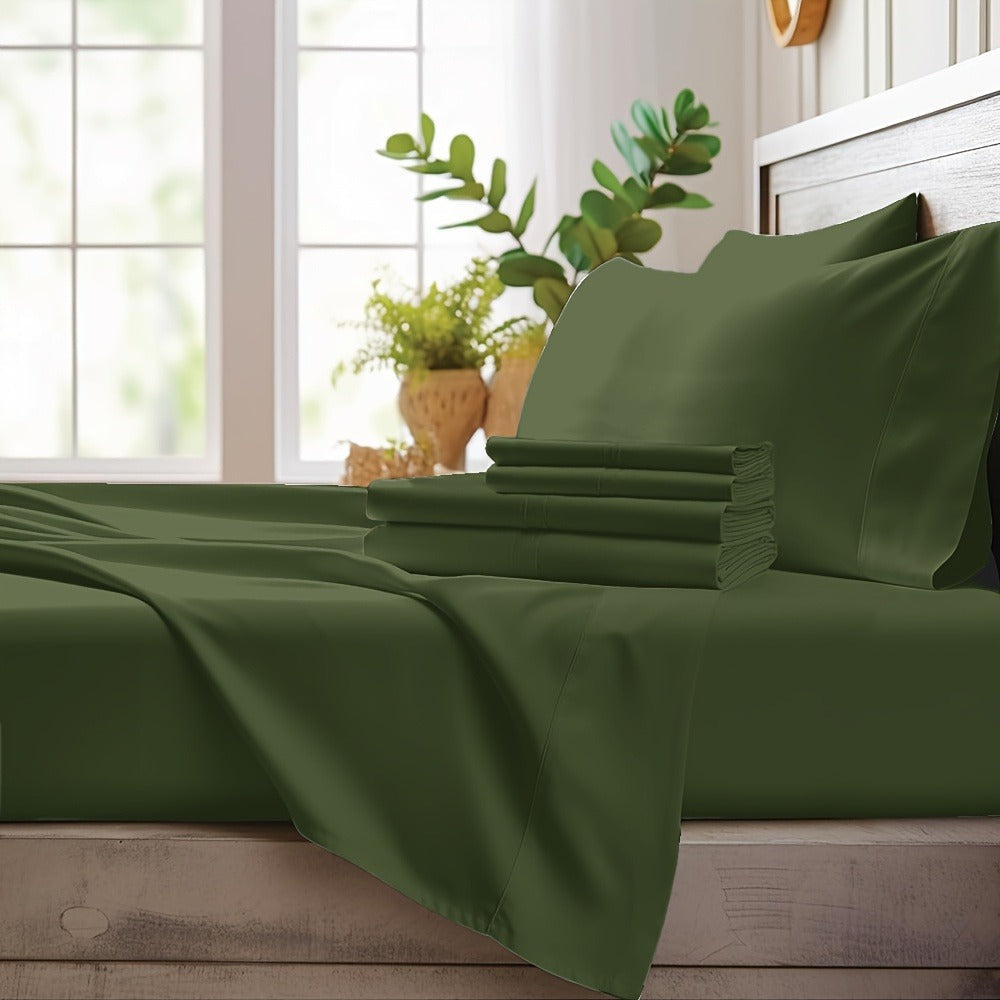 Bamboo Cooling Sheet Set 4pcs ¨C Deep Pocket Fitted Sheet Flat Sheet Pillowcases for Hot Sleepers Twin Full Queen King