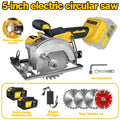 Brushless Circular Saw Kit 5-Inch 6900RPM with 4000mAh Battery Charger 4 Blades 45 Degree Bevel Cordless Wood Cutting Saw for Woodworking Garden DIY Projects
