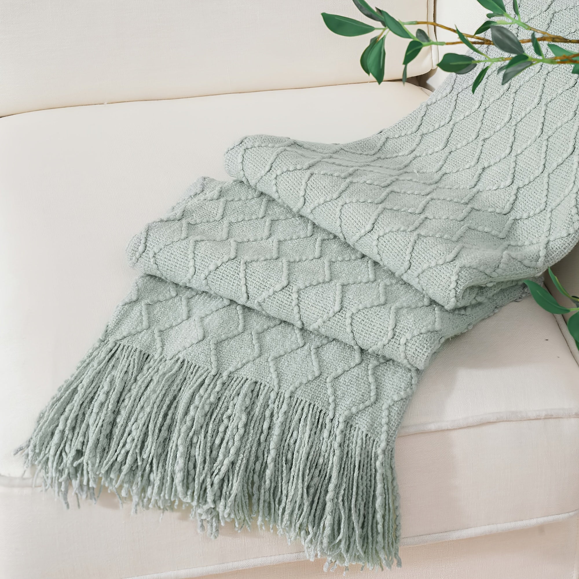 Tassel Throw Blanket ¨C Soft Lightweight Decorative Fringe Throw for Couch, Chair, Bed & Sofa, 50¡±¡Á60¡±, 6 Colors, Boho Home Decor