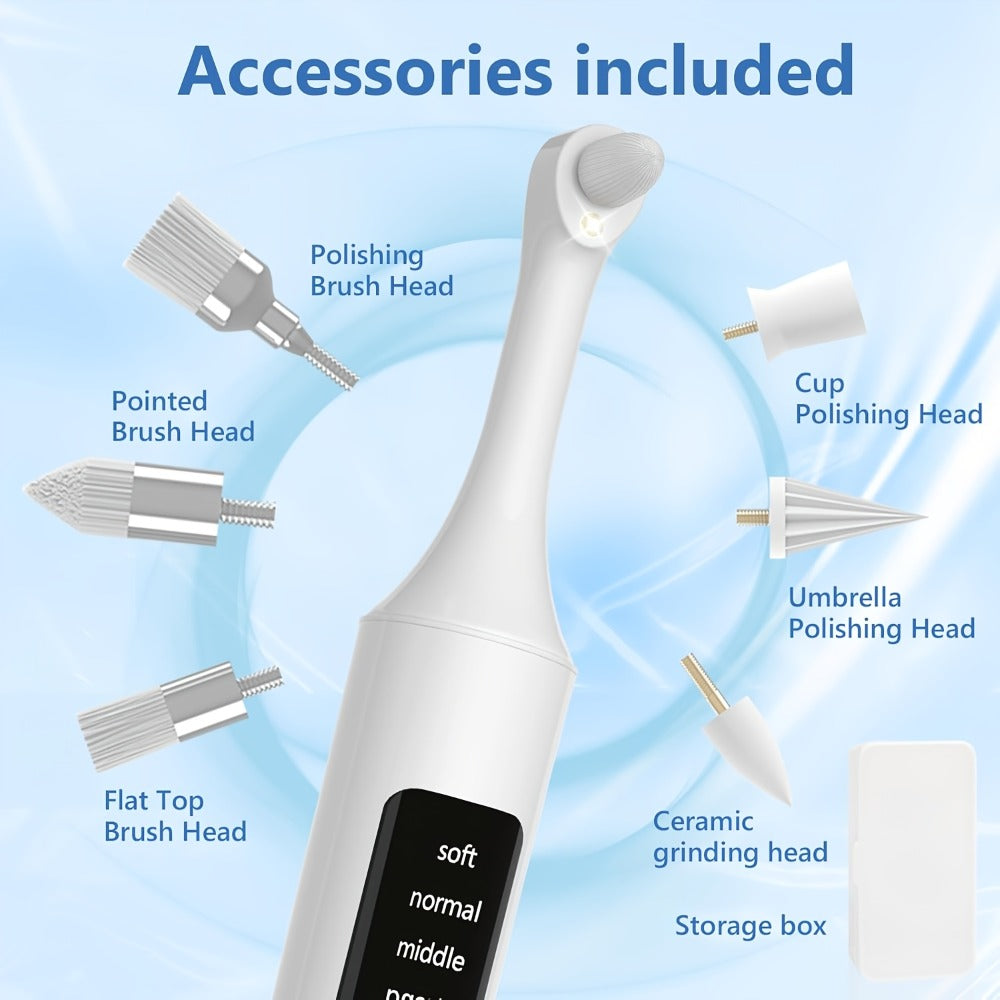 Tooth Polisher Rechargeable ¨C 6 Brush Heads & 5-Speed Settings, Electric Teeth Polishing Tool for Plaque Removal, Stain Removal & Teeth Whitening, Professional-Level Dental Care at Home