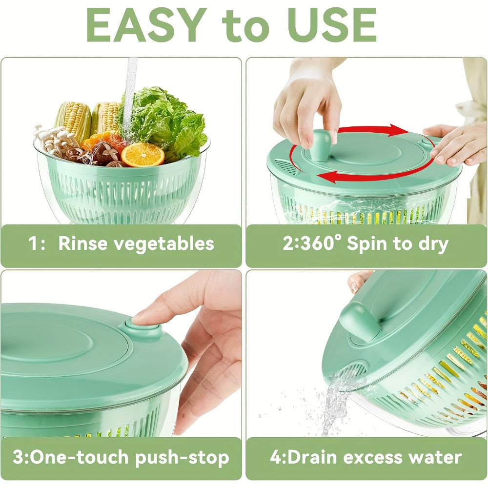 Salad Spinner Large 3-in-1 with 5-Blade Slicer & Egg Yolk Strainer ¨C 5.3 Qt Vegetable Washing Bowl & Lettuce Spinner for Efficient Salad Prep ¨C BPA-Free Kitchen Tool for Fruits, Greens & Meal Prep