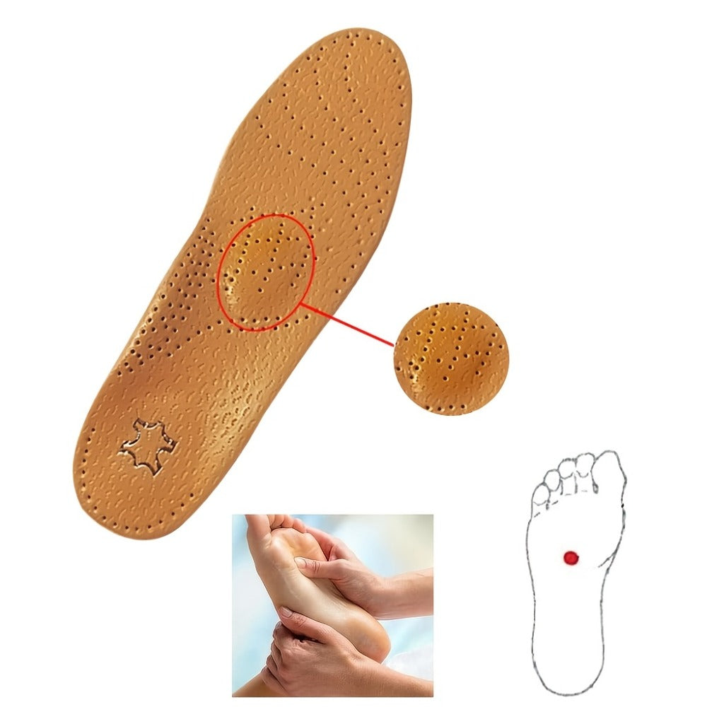 Leather Arch Support Insoles for Men & Women ¨C Cushioned Latex Orthotic Shoe Inserts with Nylon Support for All-Day Comfort and Pain Relief