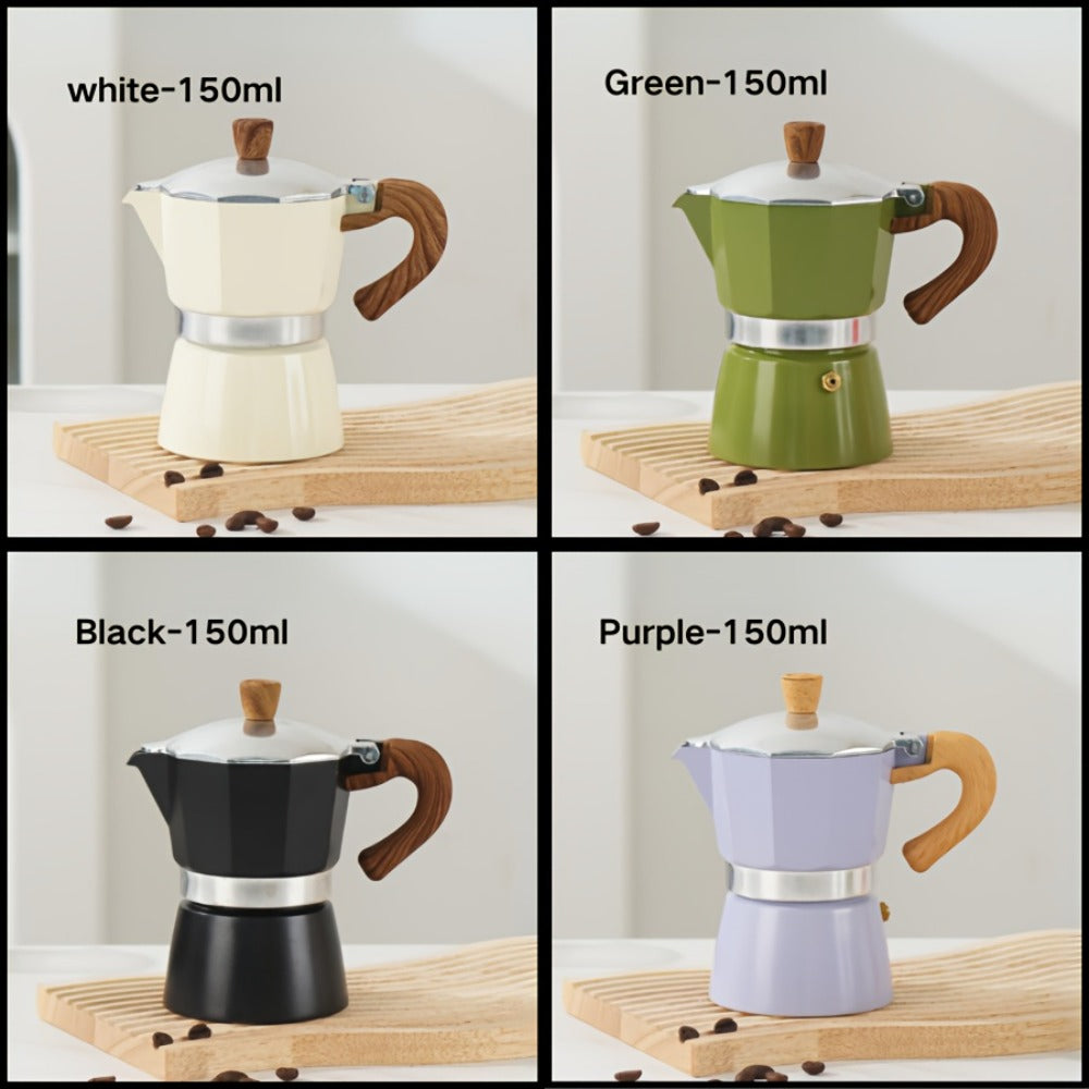 Moka Pot Stovetop Espresso Maker 150ml Classic Aluminum Italian Coffee Pot for Home Brewing Camping Cuban Cafe Style Easy to Use and Clean Multiple Colors Available