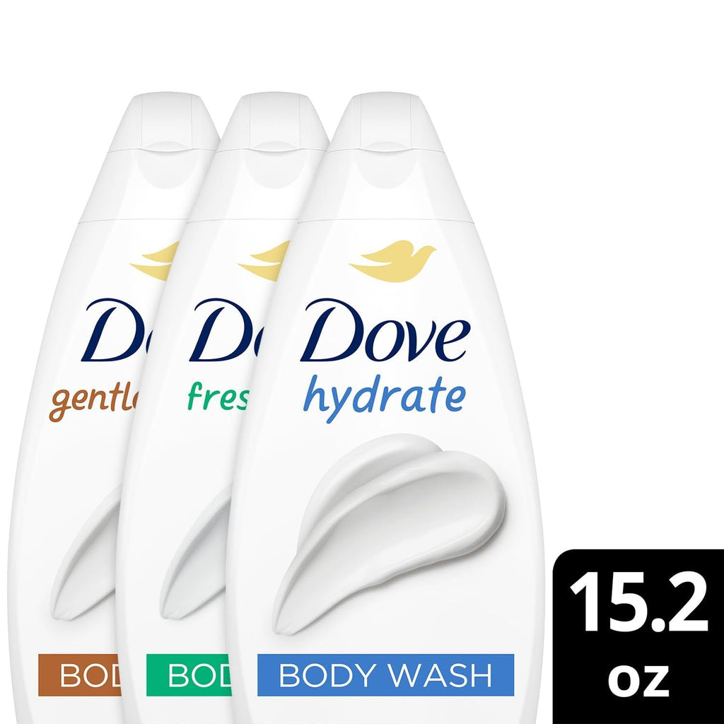 Dove Body Wash 3ct Variety Mix Pack 450ml 15.2 fl oz Each Moisturizing Nourishing Shower Gel Set for Soft Smooth Skin Men Women Daily Use