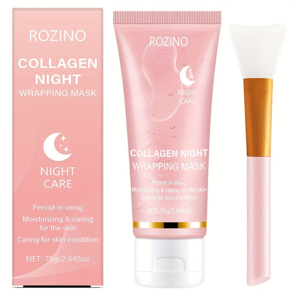 Collagen Overnight Wrapping Facial Mask with Hyaluronic Acid - Korean Skincare Sleep Mask for Glowing Skin, Deep Hydration, Firming & Anti-Sagging | 2.645oz