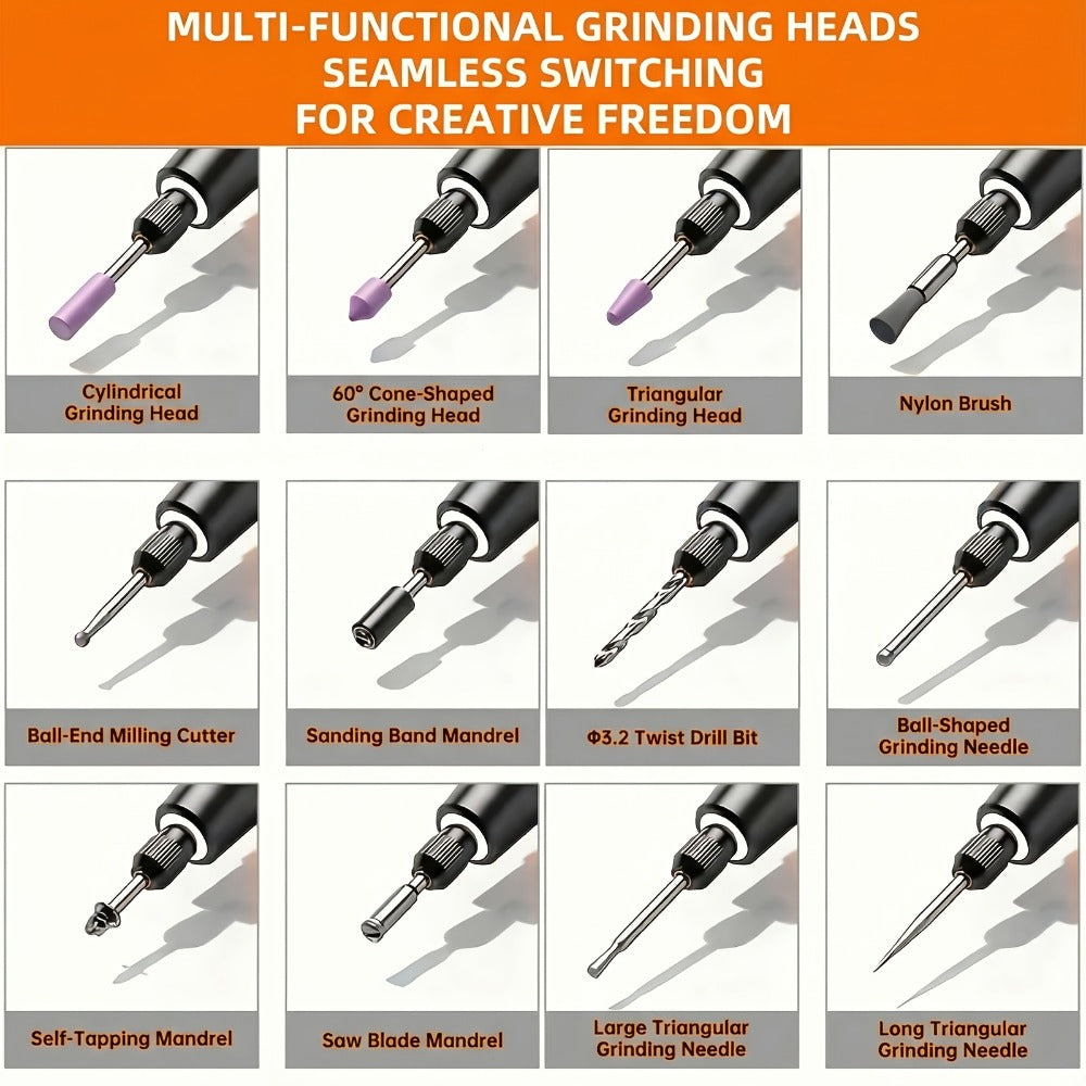 Rotary Tool Kit Cordless 40-in-1 6-Speed 16000RPM Electric Handheld Grinder with LCD Display LED Light for Engraving Grinding Polishing Drilling Carving DIY