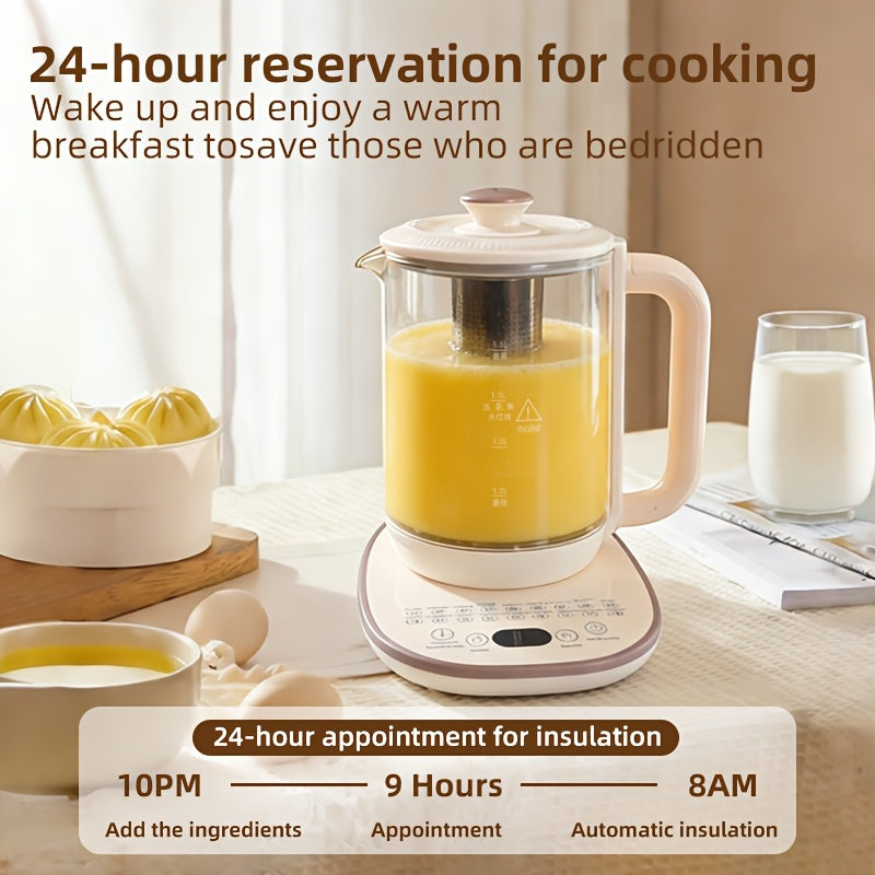 Electric Glass Kettle 1.8L with 18 Functions Removable Filter Multi-Functional Health Pot US Plug Thickened Borosilicate Glass