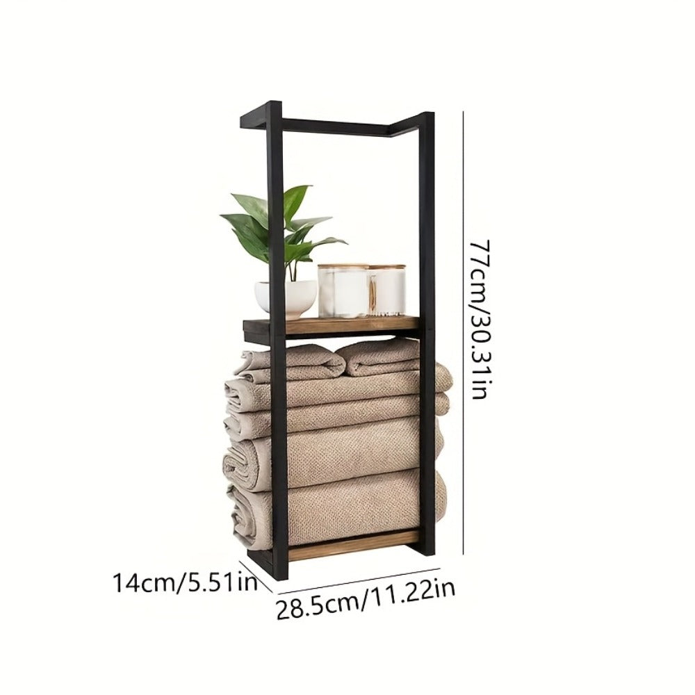 Towel Rack Wall Mounted 2-Layer Storage Organizer 11.2 Inch - Space Saving Hanging Towel Holder for Bathroom, Bedroom & Home Rooms, Contemporary Style, Available in 1-Pack & 2-Pack