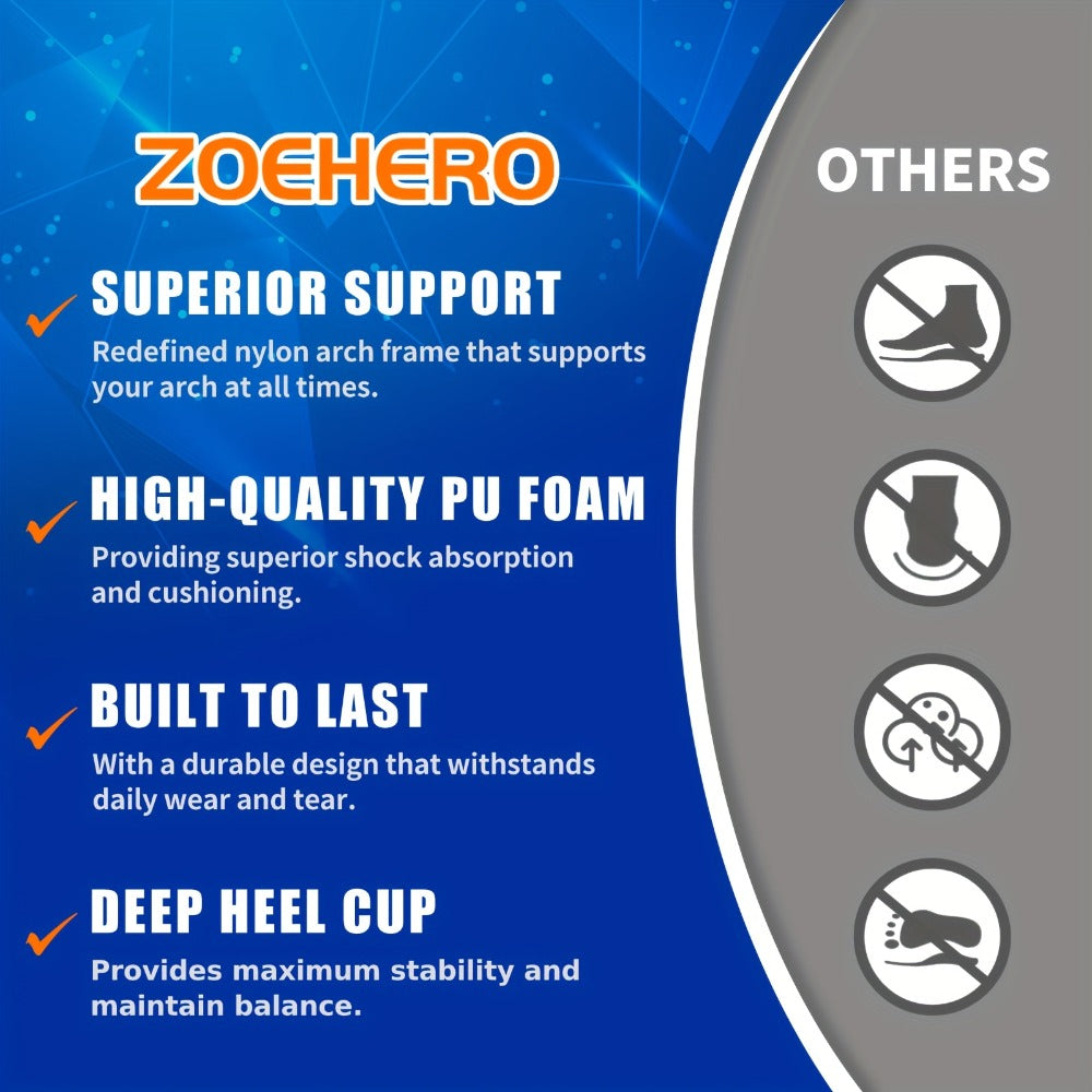 Heavy Duty Arch Support Insoles ¨C High-Density PU Foam, Deep Heel Cup, Shock Absorbing for Work Boots, Hiking, Sports & Standing All Day | Men & Women