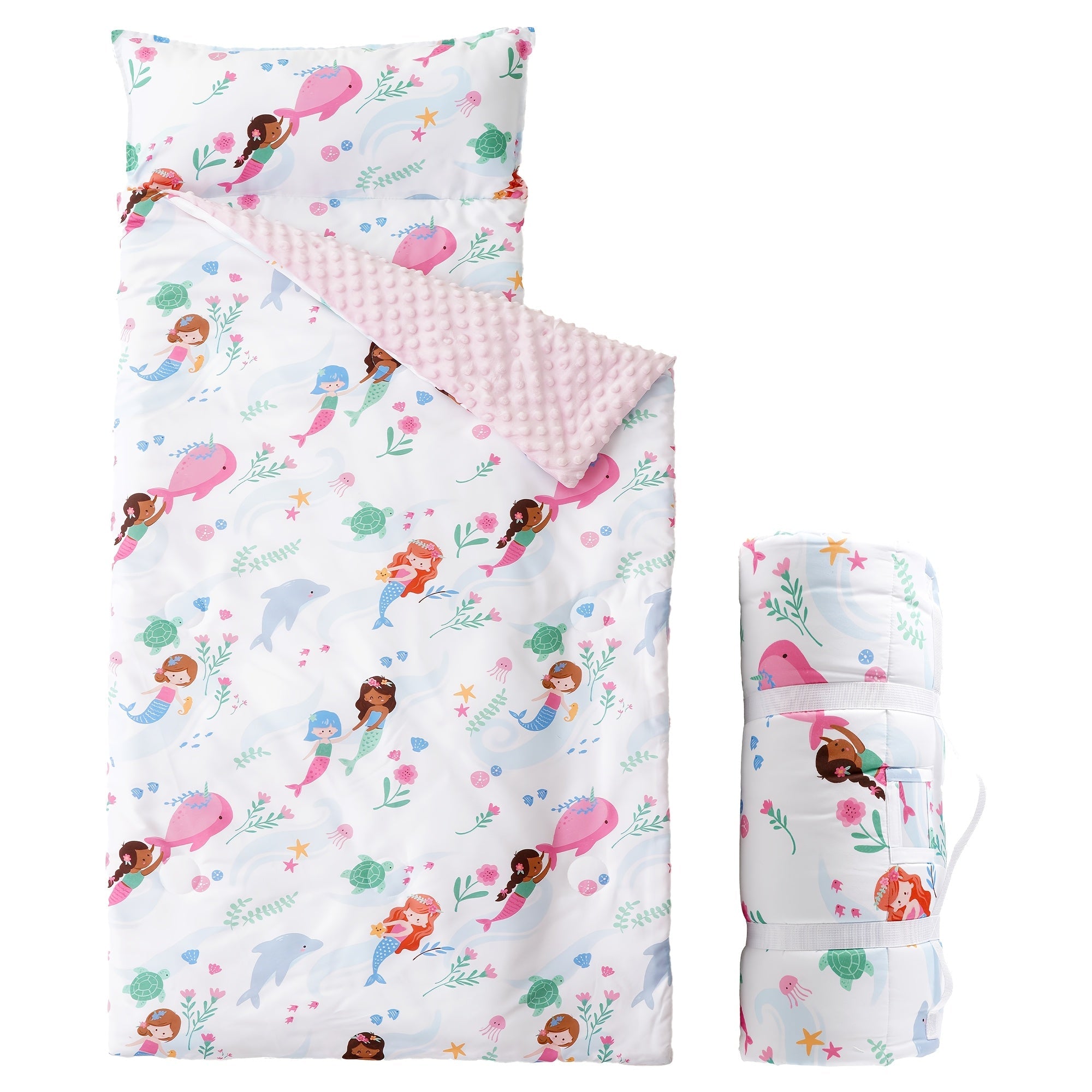 Kids Nap Mat Roll-Up Sleeping Mat for Daycare & Travel - 100% Polyester, Machine Washable, Fun Prints