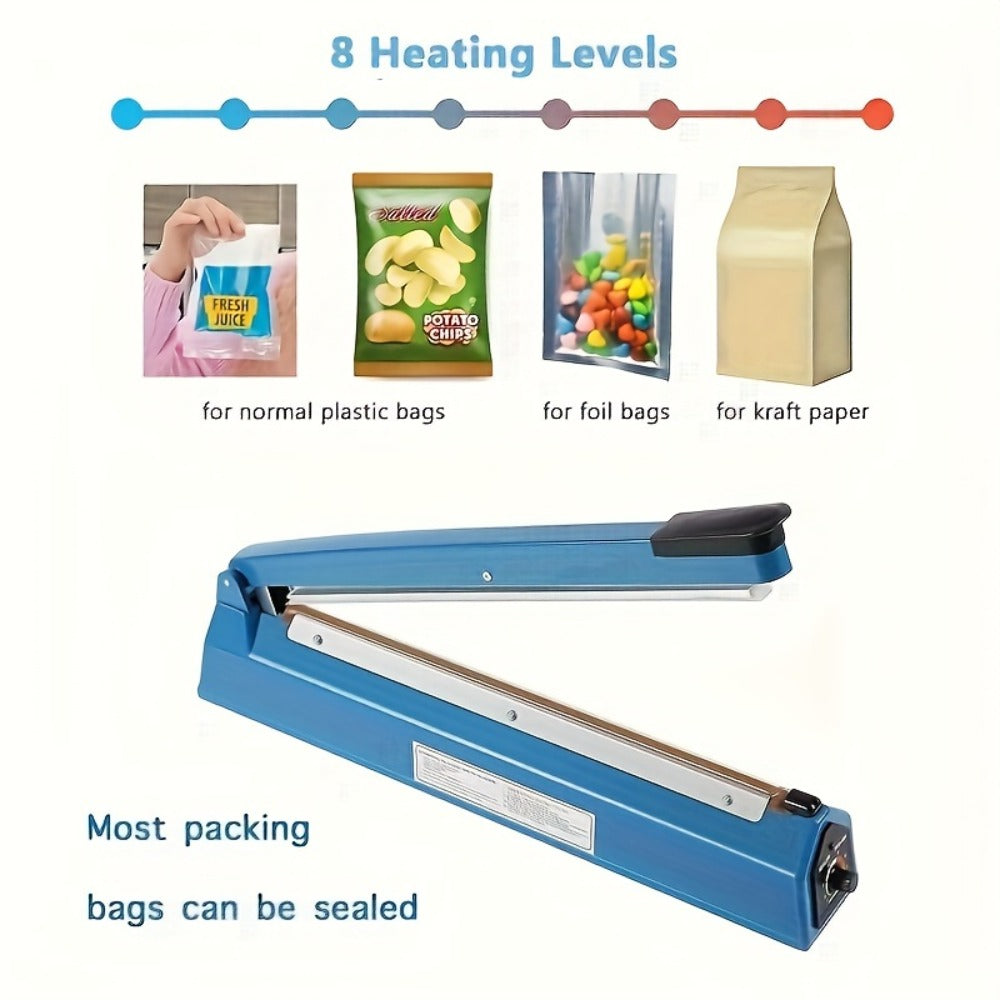 Impulse Heat Sealer 8¡± & 12¡± | Adjustable Temperature Poly Bag Sealing Machine for Plastic, Mylar, PE & PP Bags ¨C Portable Manual Heat Sealer for Home, Restaurant, Retail & Food Storage