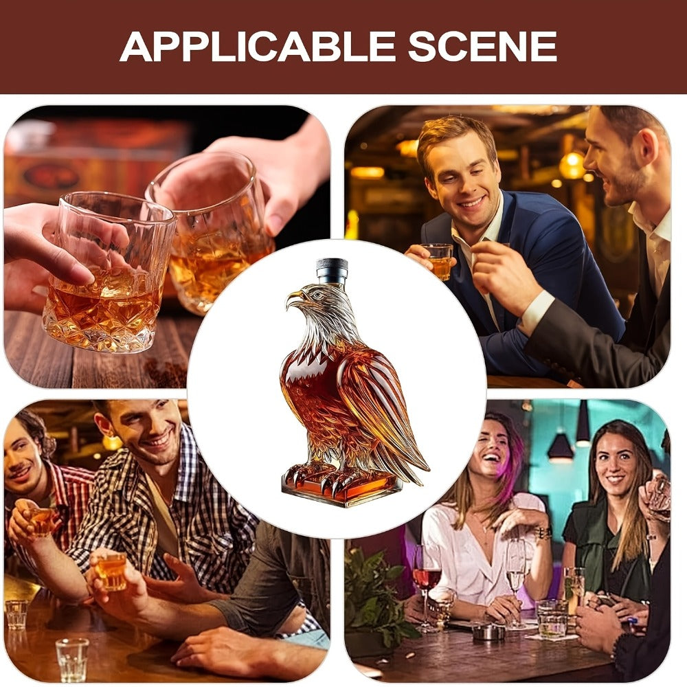 Eagle Shaped Whiskey Decanter with Wings Base ¨C Elegant Animal Model for Home Bar Decor, Dining Table Centerpiece, Wine & Spirits Presentation, Collectible Gift for Special Occasions