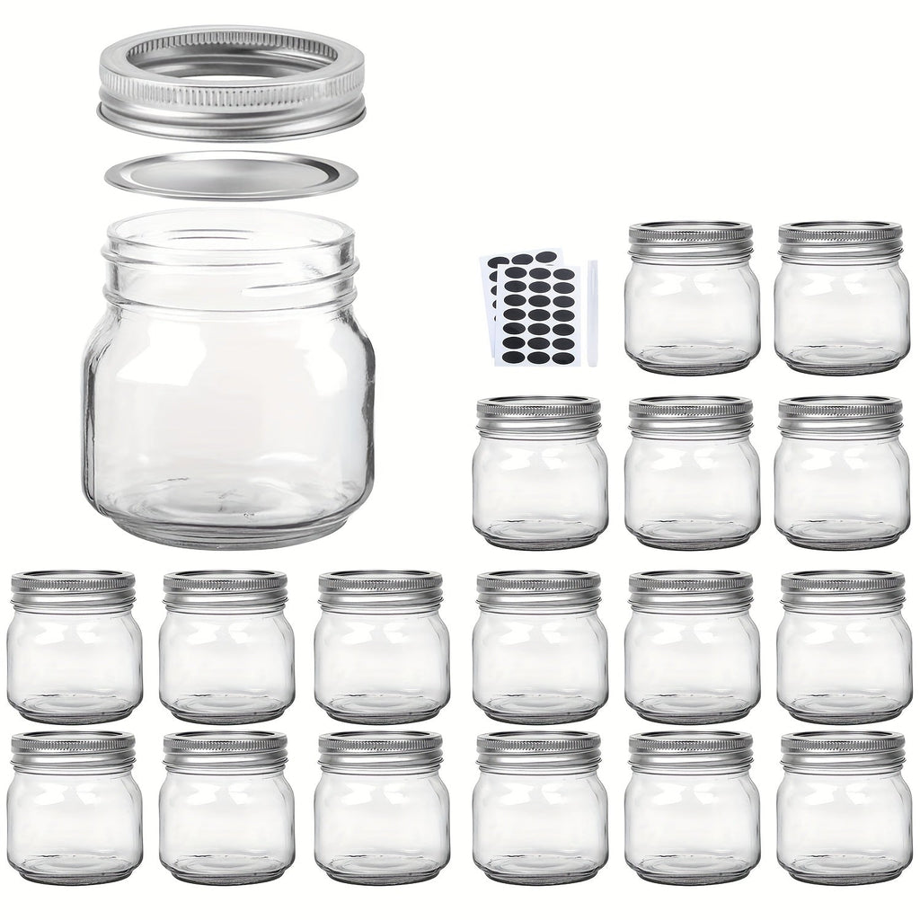 Mason Jars 8oz Glass Jars with Lids ¨C 9/18/27/36 Pack Regular Mouth Canning Jars for Storage, Spices, Jelly, Jam, Honey & Caviar | Dishwasher Safe Spiral Lid Kitchen Storage Containers Set