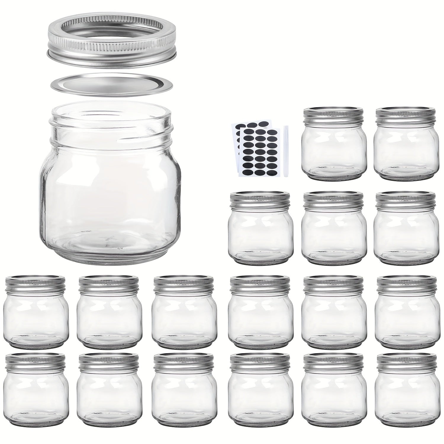 Mason Jars 8oz Glass Jars with Lids ¨C 9/18/27/36 Pack Regular Mouth Canning Jars for Storage, Spices, Jelly, Jam, Honey & Caviar | Dishwasher Safe Spiral Lid Kitchen Storage Containers Set