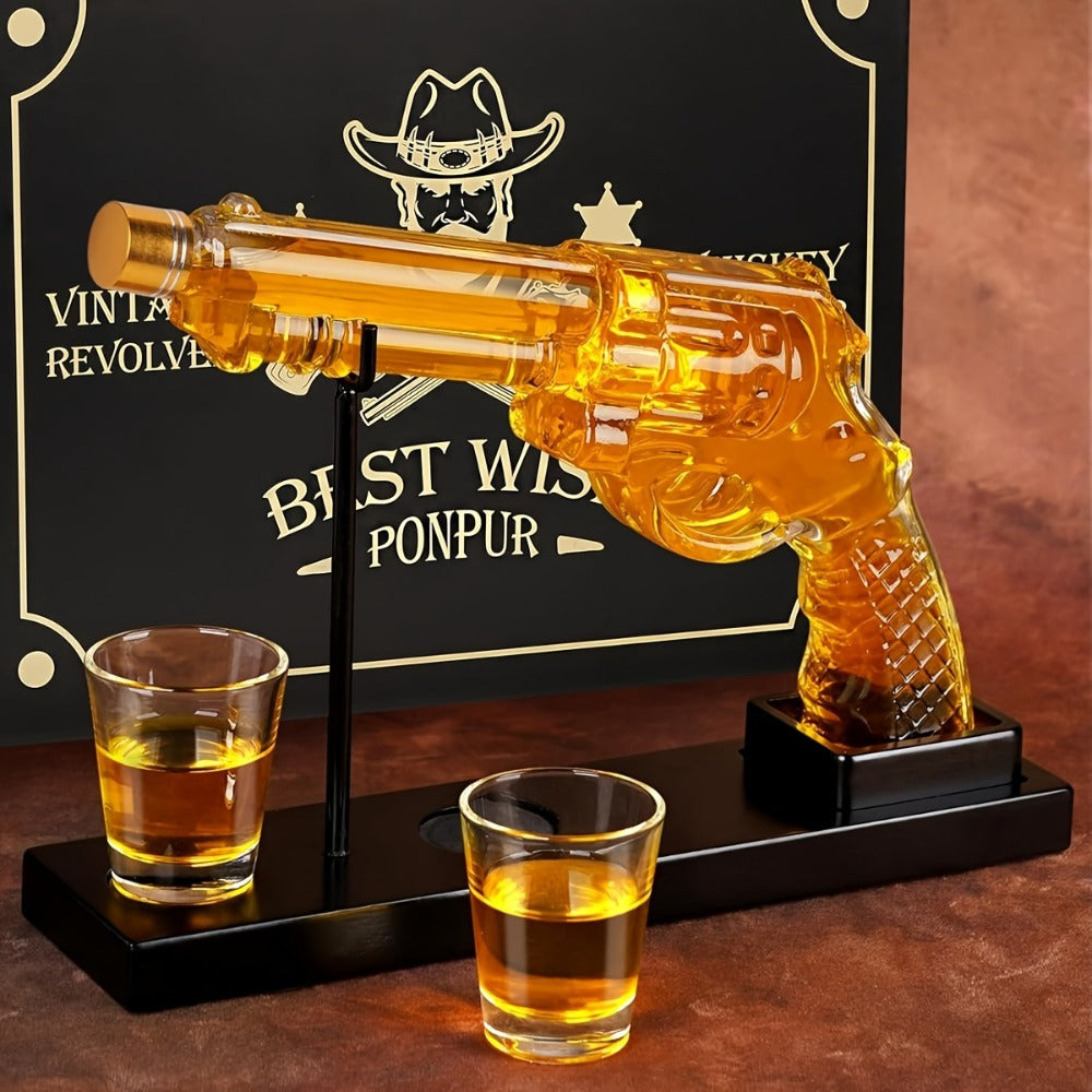 Gun Whiskey Decanter Set with Glasses Military Themed Liquor Dispenser AK47 M1911 Revolver Shaped Decanter for Home Bar Gifts for Men Dad Husband Birthday