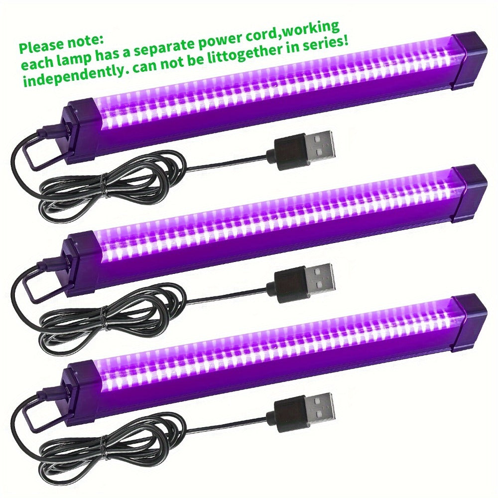 UV Black Light Strip USB LED ¨C 32cm / 12.6ft Portable Magnetic Black Light Tube for Halloween Party, Fluorescent Tapestry, Body Paint, Posters, Christmas & Cabinet Lighting (3-Pack / 4-Pack)