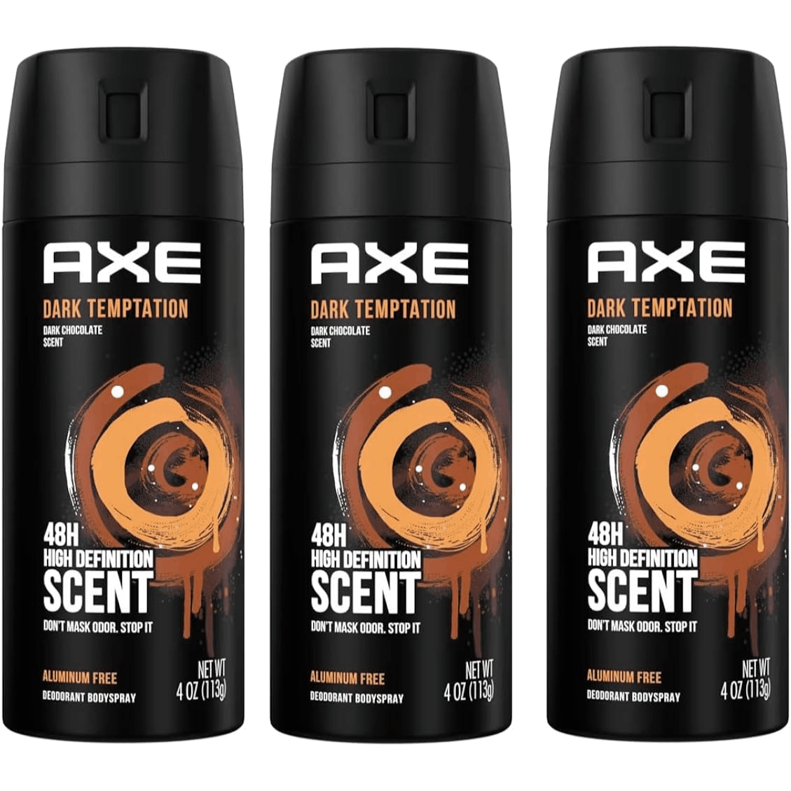AXE Dark Temptation Body Spray for Men 3 Pack 5oz Each Long Lasting Deodorant Spray Chocolate Scent Mens Fragrance Antiperspirant Body Mist Gift Set 150ml
