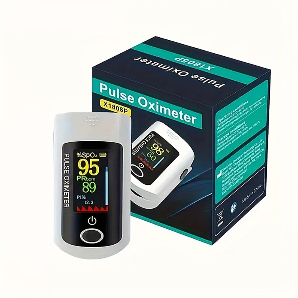 Fingertip Pulse Oximeter Blood Oxygen Monitor ¨C SpO2, Heart Rate & Perfusion Index Display, Digital Finger Clip O2 Meter for Home Use & Sports, Batteries Included