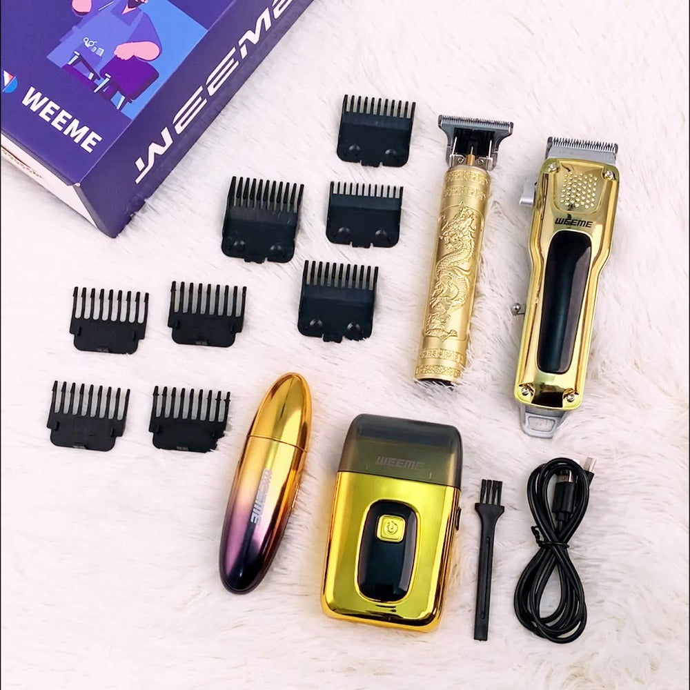 Hair Clippers for Men - 4-in-1 Cordless Trimmer Set, Rechargeable Electric Shaver with Beard Trimmer, Nose Hair Trimmer, Body Groomer & Hair Clipper Kit for Home Barber Use