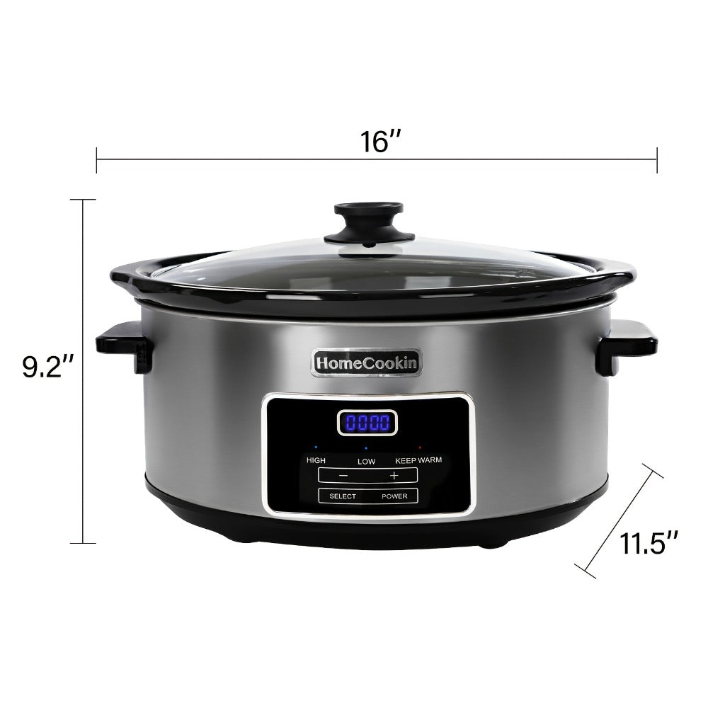 Digital Slow Cooker 6 & 7 Quart Programmable with Non-stick Ceramic Bowl, Countdown Timer & Keep Warm ¨C Oval Glass Lid Crock Pot for Family Meals Soups Stews Holiday Cooking