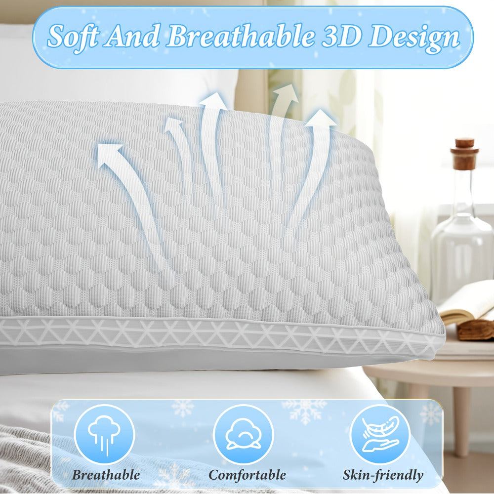 Bed Pillows 2 Pack for All Sleeping Positions, Premium Polyester Fill Pillow Set for Side Back Stomach Sleepers, Machine Washable Zipper Closure Pillows for Bedroom Dorm Guest Room, All-Season Comfort