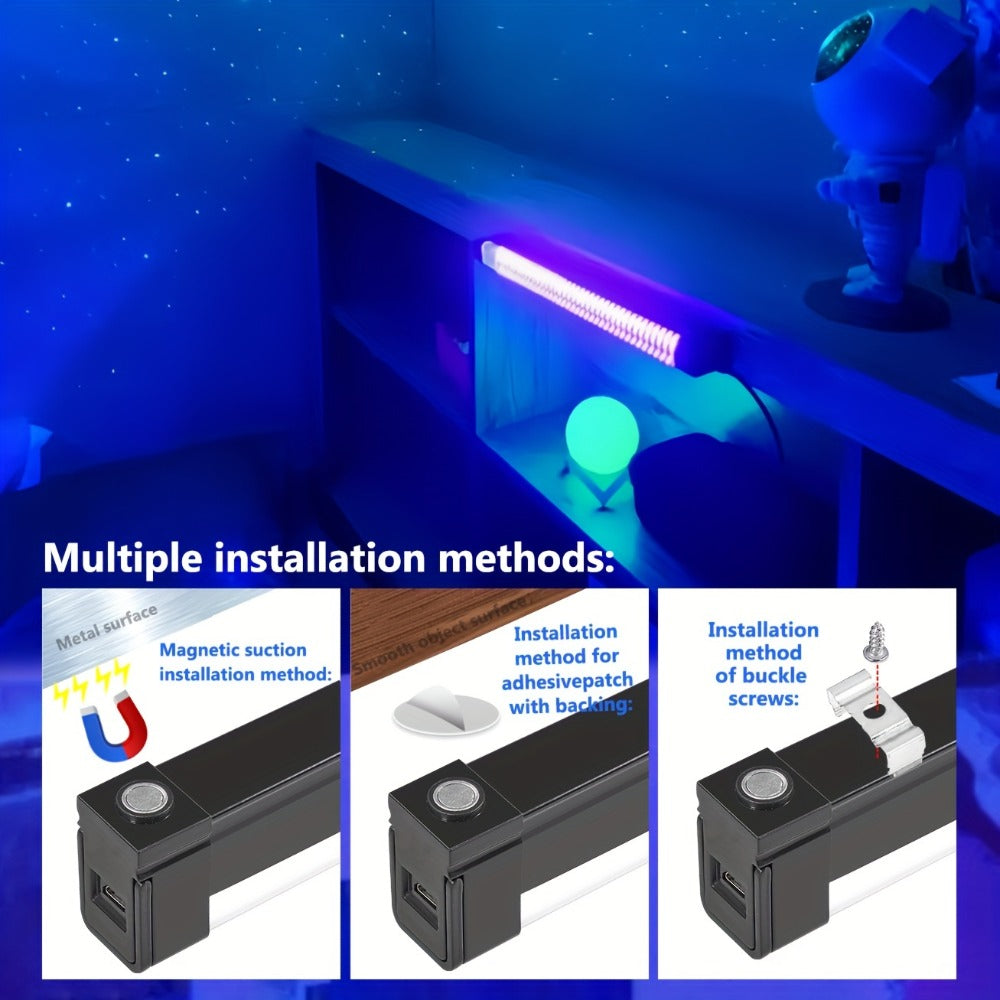 UV Black Light Strip USB LED ¨C 32cm / 12.6ft Portable Magnetic Black Light Tube for Halloween Party, Fluorescent Tapestry, Body Paint, Posters, Christmas & Cabinet Lighting (3-Pack / 4-Pack)